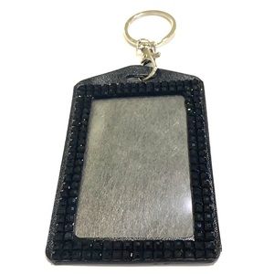 Black Keychain With Clip ID Badge Holder Acrylic Stone